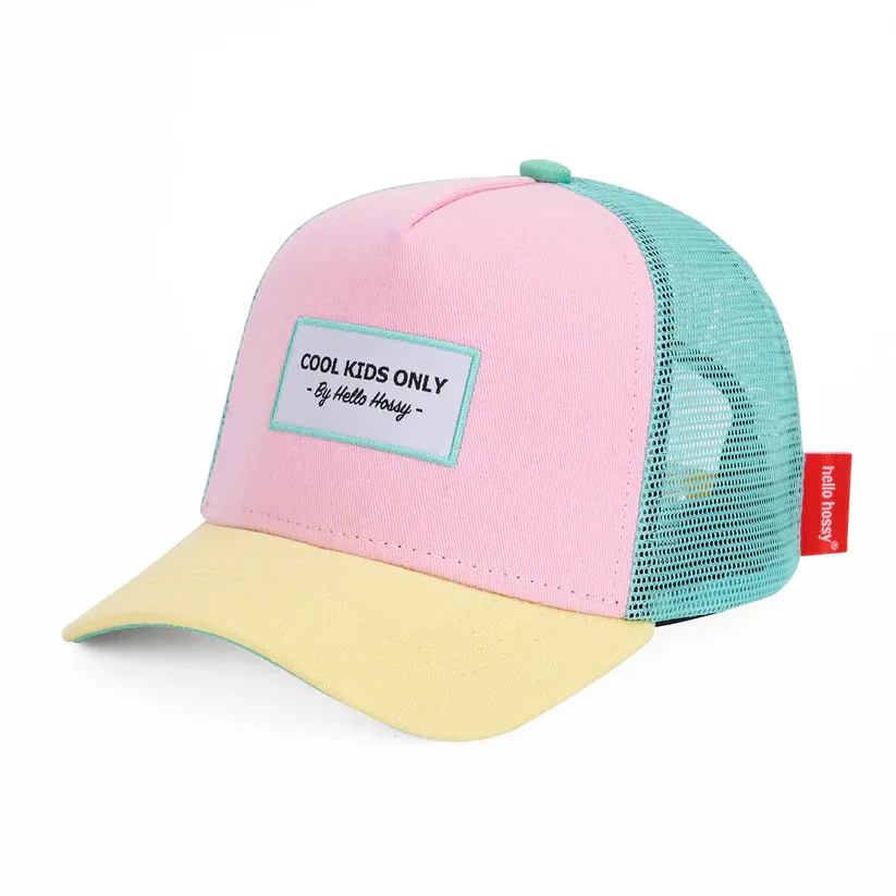 casquette-enfants-parents-trucker-rose-vert-hello-hossy.webp
